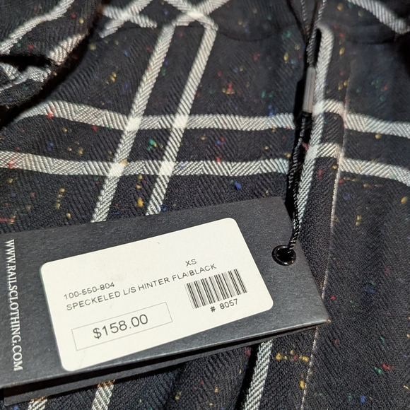 New Rails Hunter Plaid Rainbow Speckled Black White Flannel Button Up Shirt XS - Picture 5 of 10